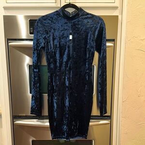 Elegant Velvet Blue Dress - NWT - Size Medium